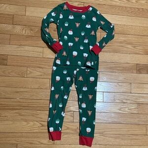 Festive Green Pajama Set with Red Accents